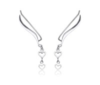 Silver Leafy Heart Shaped Earrings EL-132